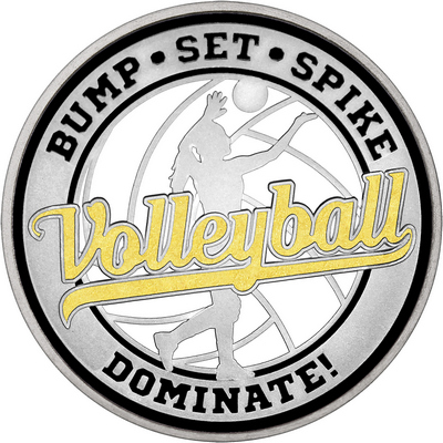 Gold "Volleyball" with Black Outer Circular Borders
